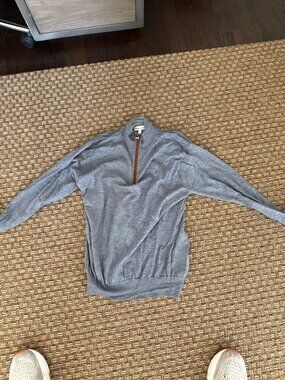 Peter Millar Men's Gray Quarter Zip Sweater L (Shrunk)